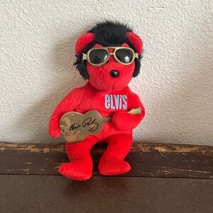 Ty Red Elvis Bear with Gold Guitar